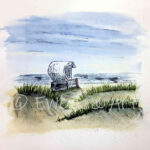 Aquarell Strandkorb Meer